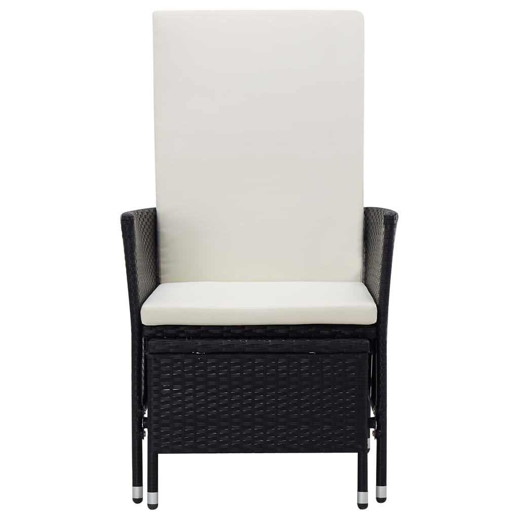 VidaXL 3-delige Loungeset met kussens poly rattan zwart