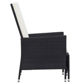 VidaXL 3-delige Loungeset met kussens poly rattan zwart