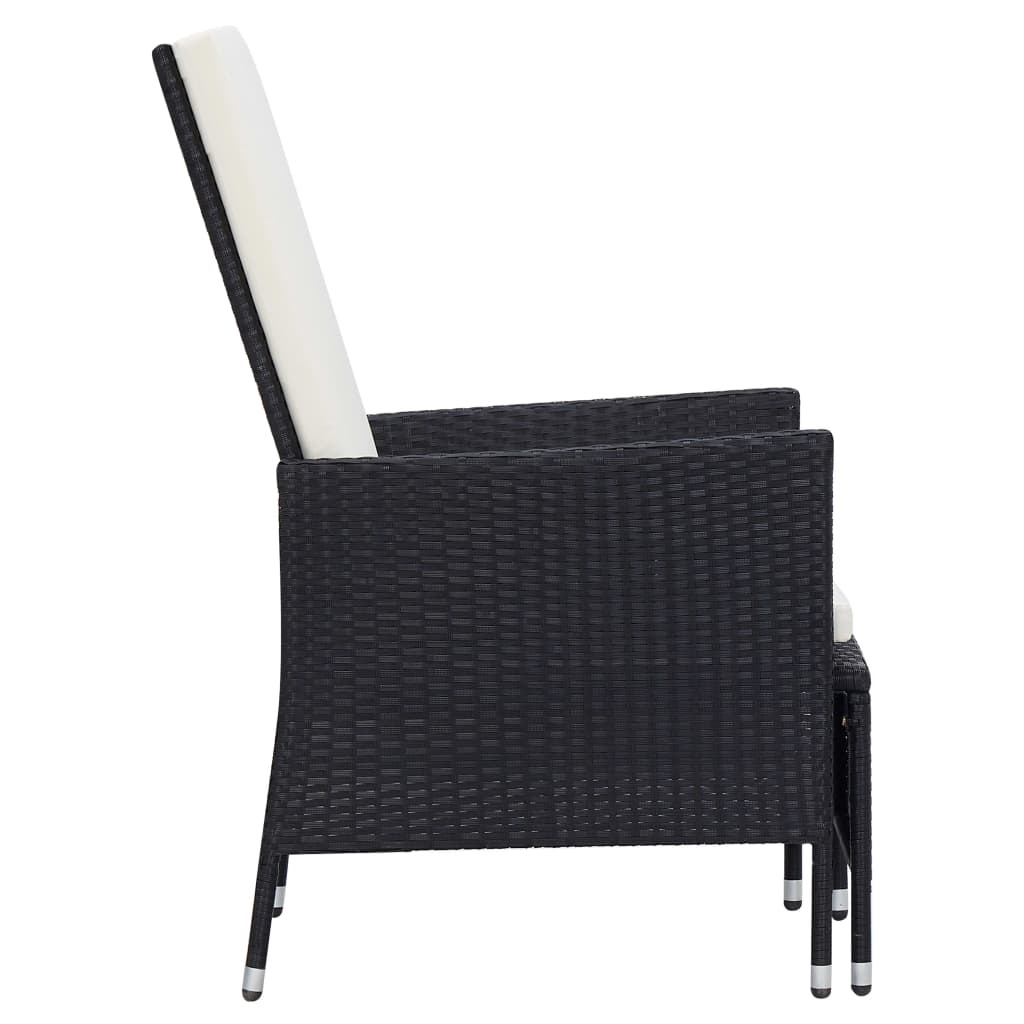 VidaXL 3-delige Loungeset met kussens poly rattan zwart