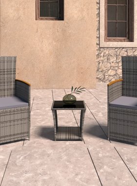 VidaXL 3-delige Loungeset met kussens poly rattan grijs