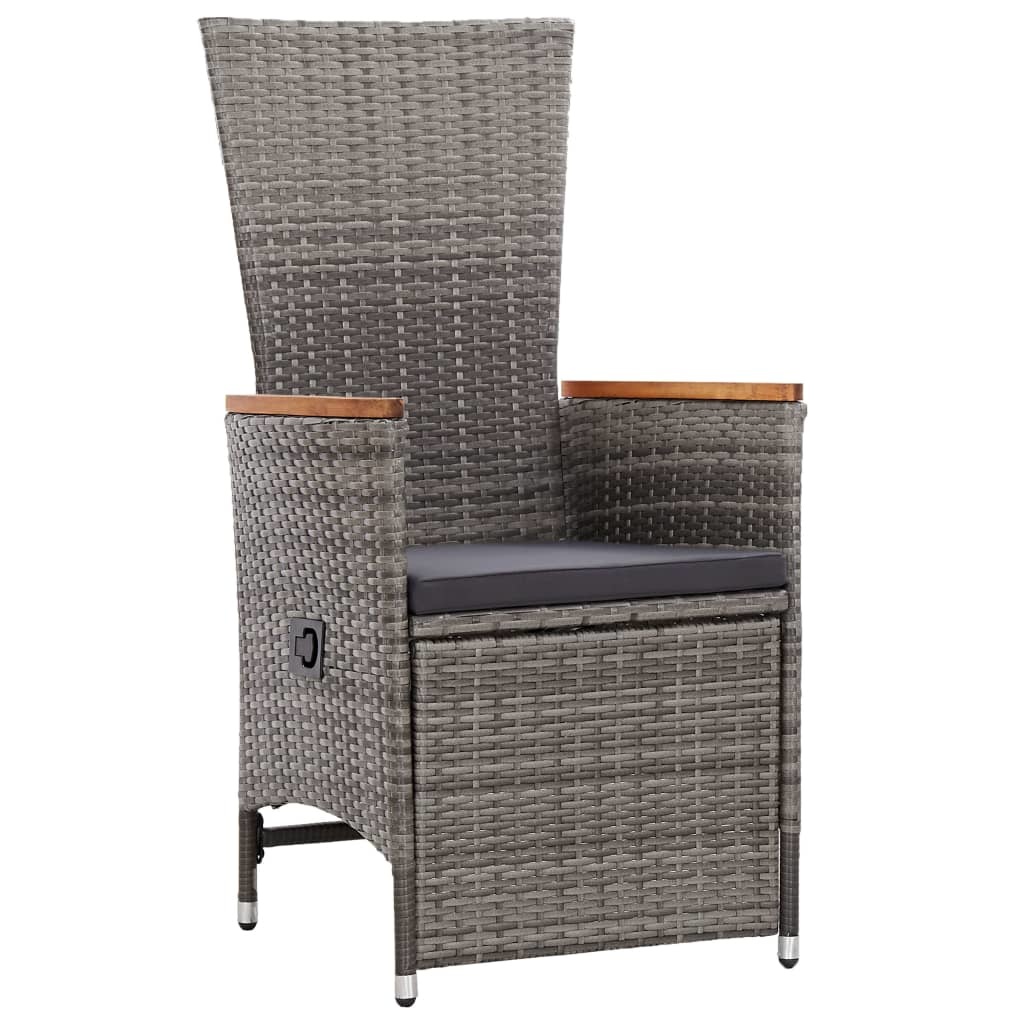 VidaXL 3-delige Loungeset met kussens poly rattan grijs