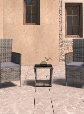 VidaXL 3-delige Loungeset met kussens poly rattan grijs