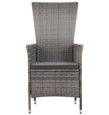 VidaXL 3-delige Loungeset met kussens poly rattan grijs