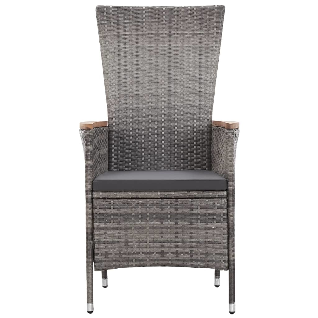 VidaXL 3-delige Loungeset met kussens poly rattan grijs