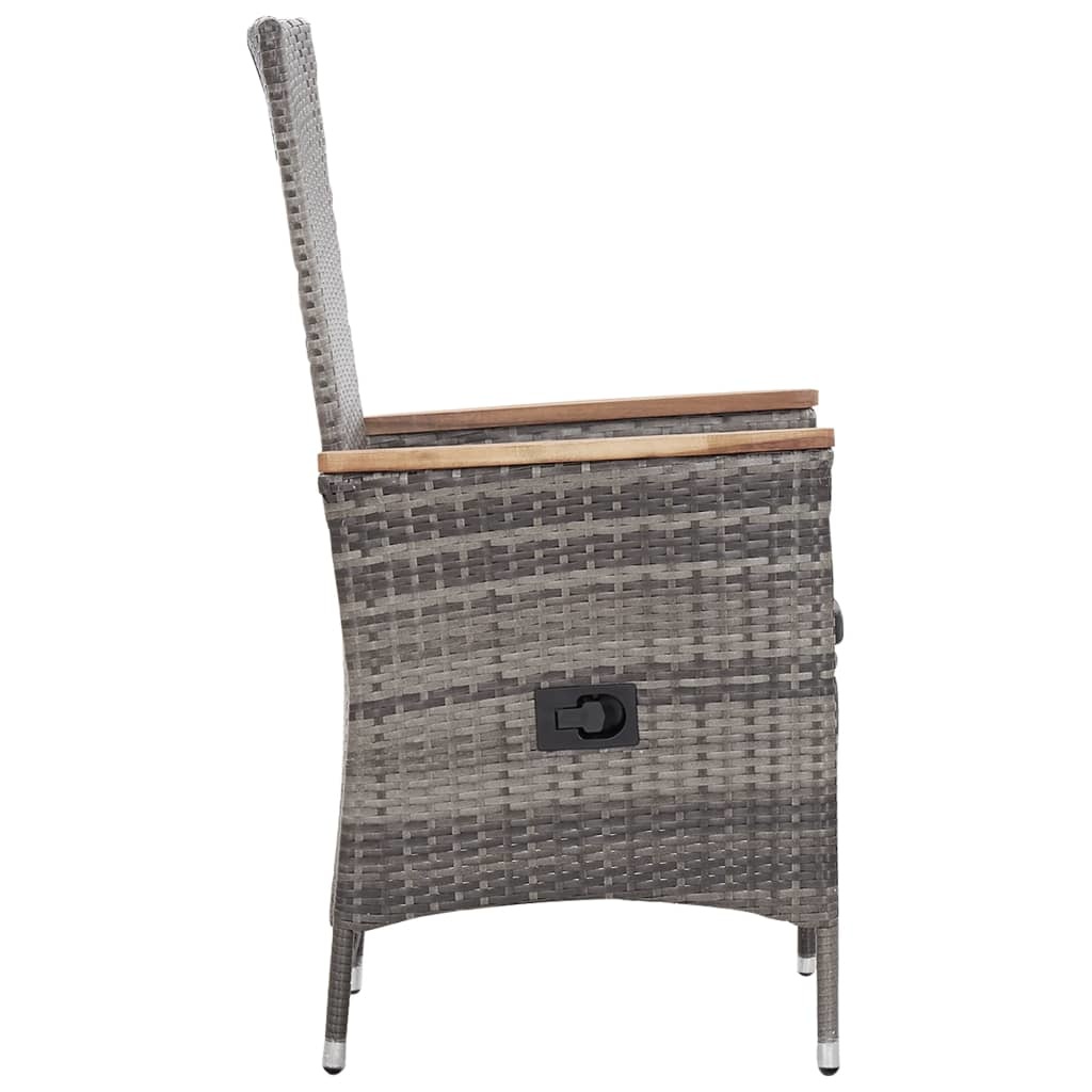 VidaXL 3-delige Loungeset met kussens poly rattan grijs