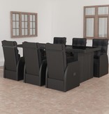 VidaXL 7-delige Tuinset met kussens poly rattan zwart