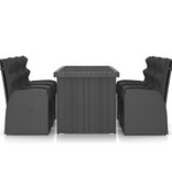 VidaXL 7-delige Tuinset met kussens poly rattan zwart