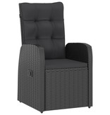 VidaXL 7-delige Tuinset met kussens poly rattan zwart