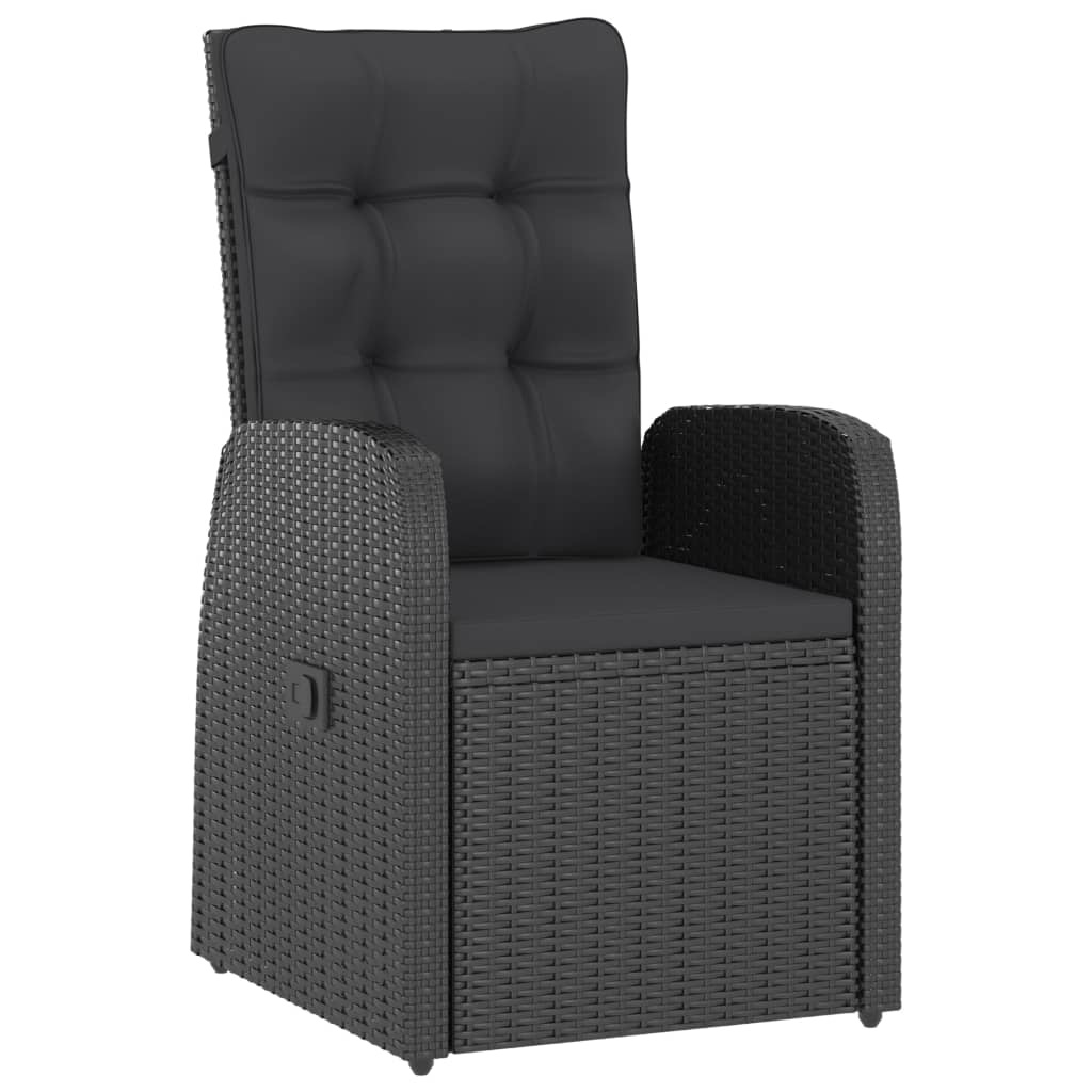 VidaXL 7-delige Tuinset met kussens poly rattan zwart