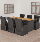 VidaXL 7-delige Tuinset met kussens poly rattan zwart