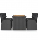 VidaXL 7-delige Tuinset met kussens poly rattan zwart