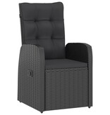 VidaXL 7-delige Tuinset met kussens poly rattan zwart