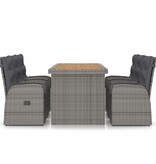 VidaXL 7-delige Tuinset met kussens poly rattan grijs