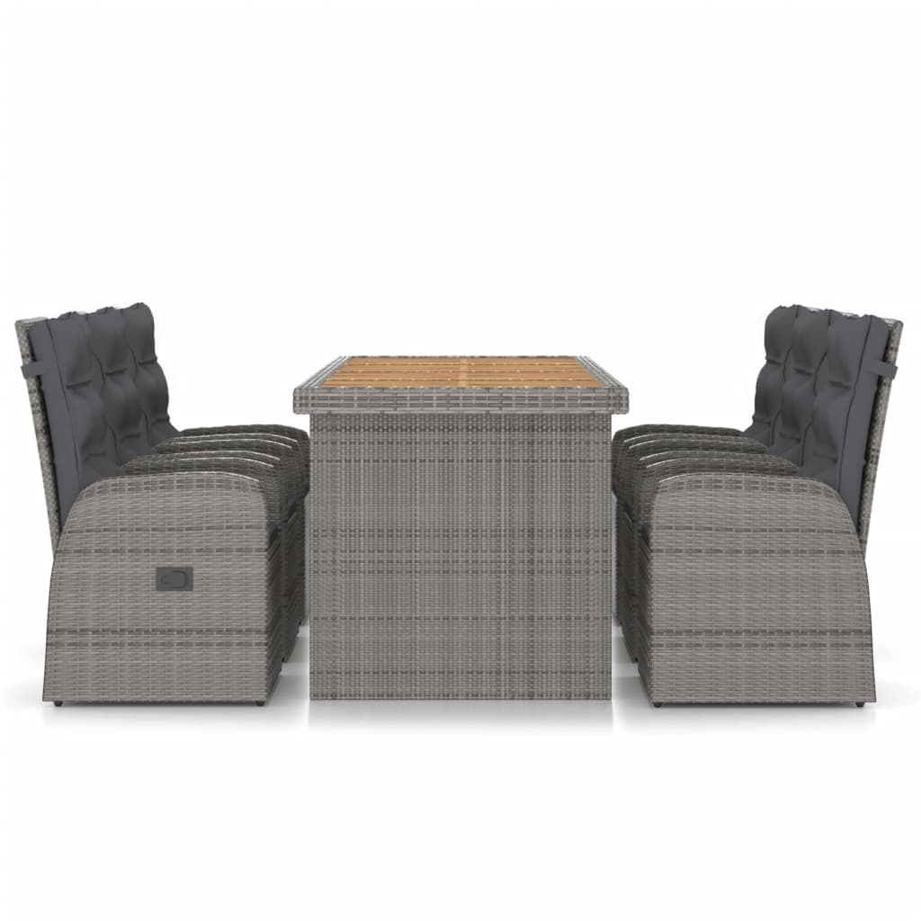 VidaXL 7-delige Tuinset met kussens poly rattan grijs