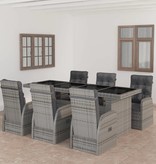 VidaXL 7-delige Tuinset met kussens poly rattan grijs