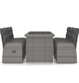 VidaXL 7-delige Tuinset met kussens poly rattan grijs