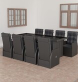 VidaXL 9-delige Tuinset met kussens poly rattan zwart