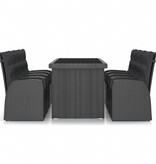 VidaXL 9-delige Tuinset met kussens poly rattan zwart