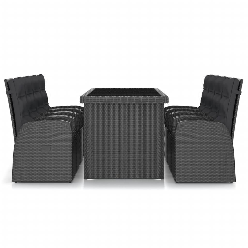 VidaXL 9-delige Tuinset met kussens poly rattan zwart