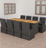 VidaXL 9-delige Tuinset met kussens poly rattan zwart