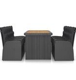 VidaXL 9-delige Tuinset met kussens poly rattan zwart