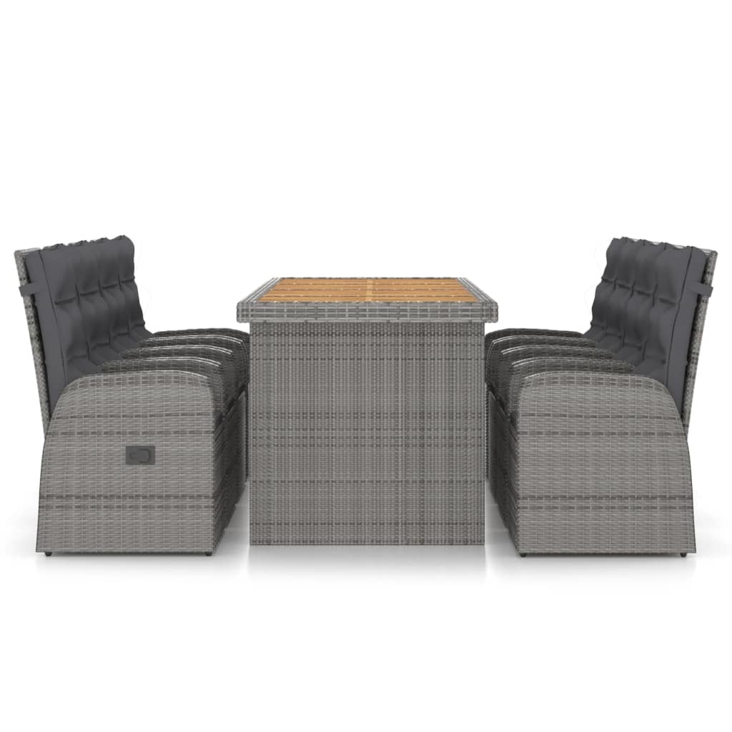 VidaXL 9-delige Tuinset met kussens poly rattan grijs