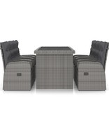 VidaXL 9-delige Tuinset met kussens poly rattan grijs