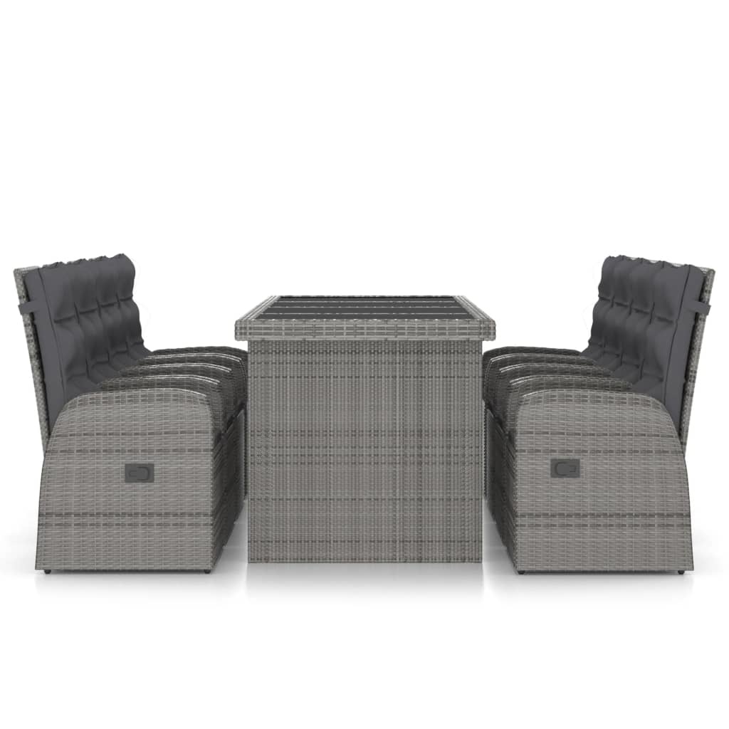 VidaXL 9-delige Tuinset met kussens poly rattan grijs