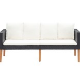 VidaXL 3-delige Loungeset met kussens poly rattan zwart
