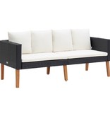 VidaXL 3-delige Loungeset met kussens poly rattan zwart