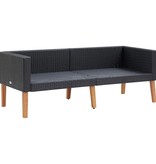 VidaXL 3-delige Loungeset met kussens poly rattan zwart