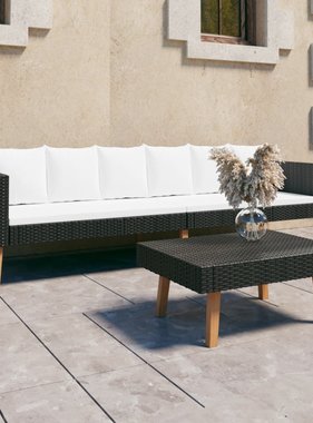 VidaXL 2-delige Loungeset met kussens poly rattan zwart