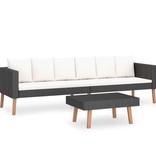 VidaXL 2-delige Loungeset met kussens poly rattan zwart
