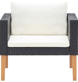 VidaXL 4-delige Loungeset met kussens poly rattan zwart