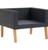 VidaXL 4-delige Loungeset met kussens poly rattan zwart