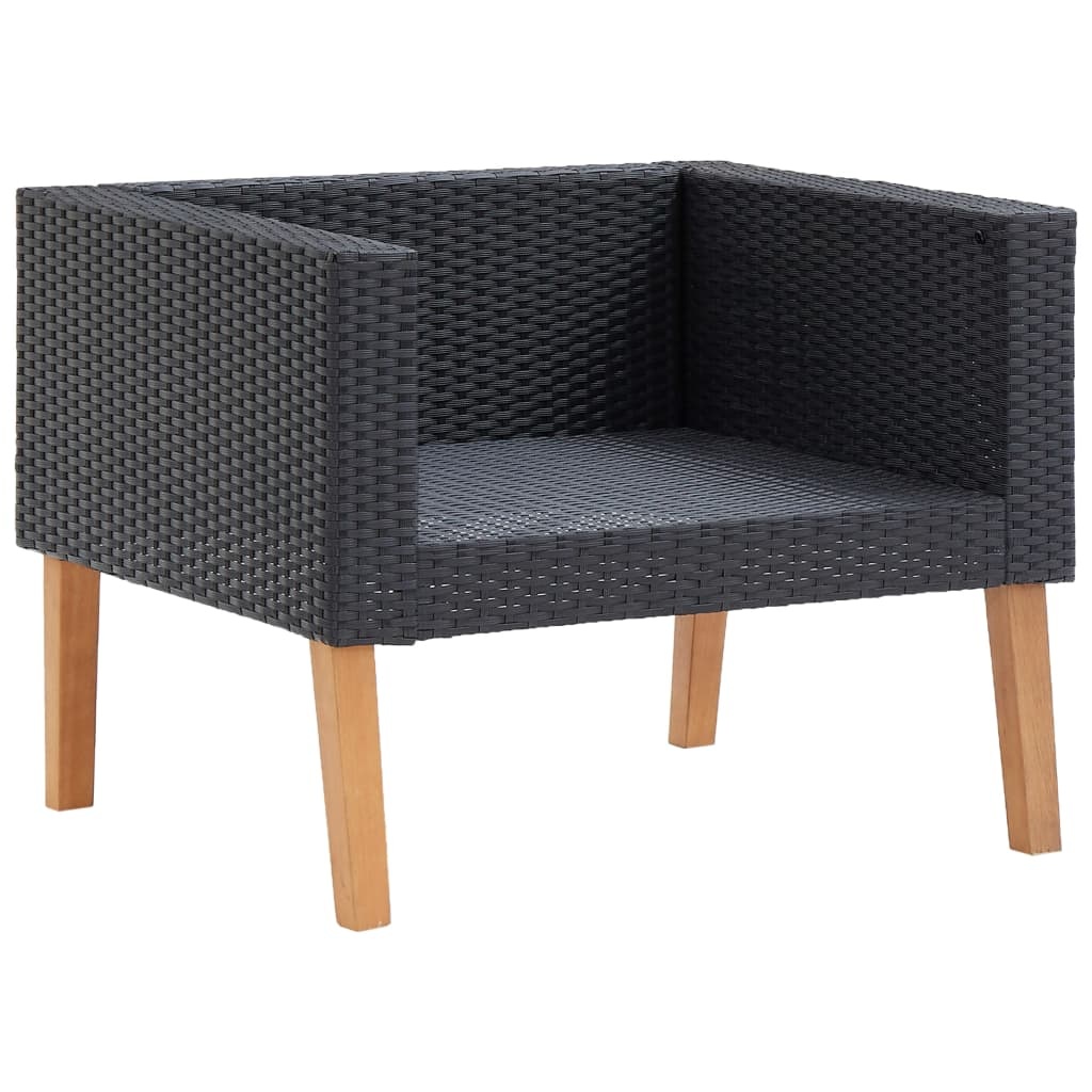VidaXL 4-delige Loungeset met kussens poly rattan zwart
