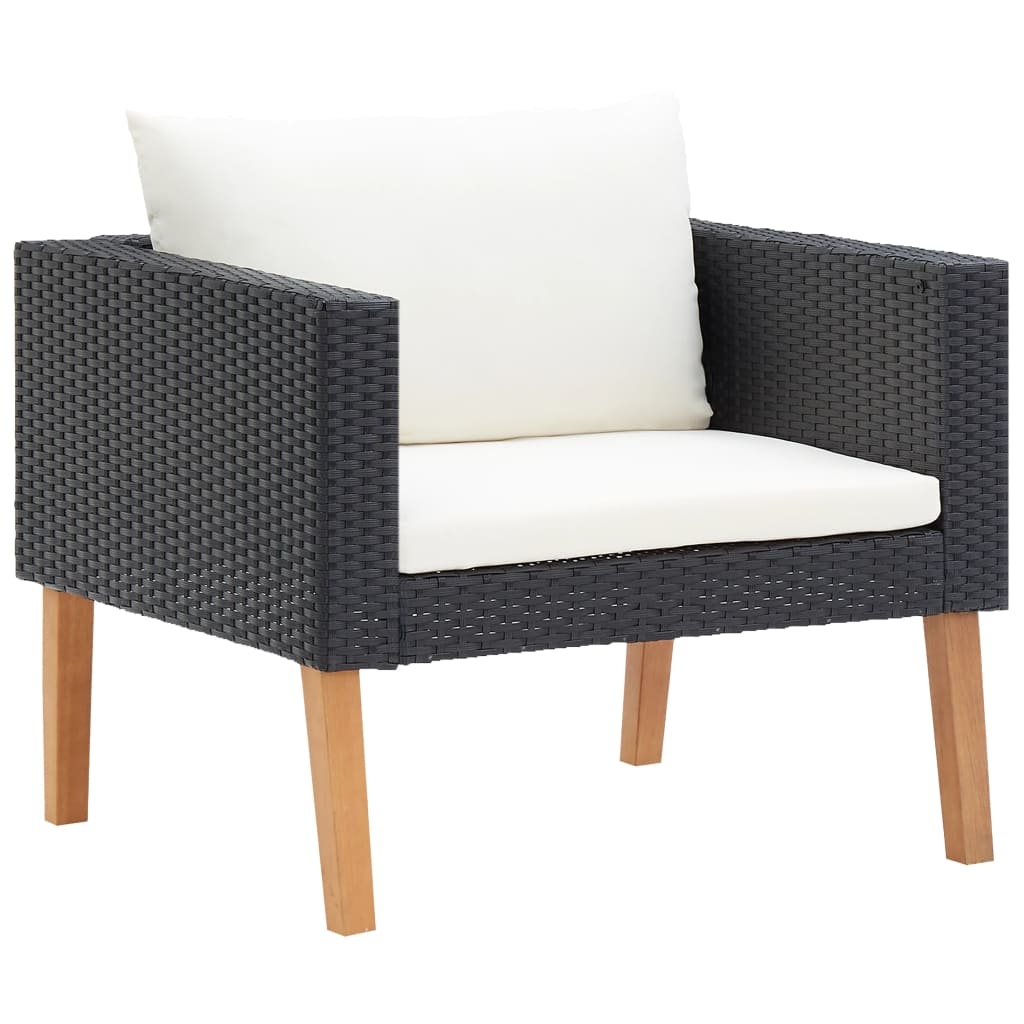VidaXL 5-delige Loungeset met kussens poly rattan zwart