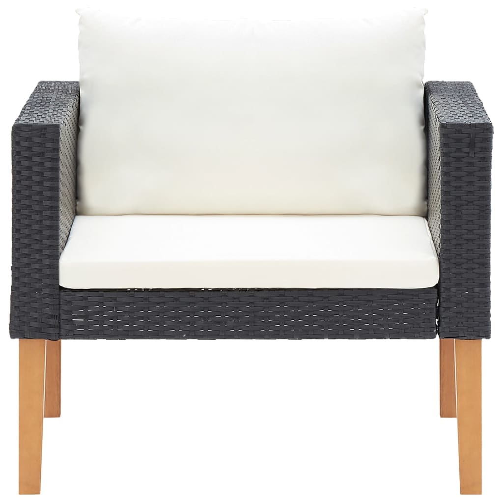 VidaXL 5-delige Loungeset met kussens poly rattan zwart