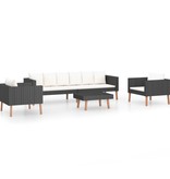 vidaXL 4-delige Loungeset met kussens poly rattan zwart