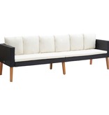 vidaXL 4-delige Loungeset met kussens poly rattan zwart