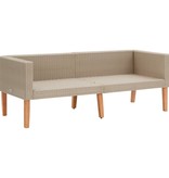 vidaXL 3-delige Loungeset met kussens poly rattan beige