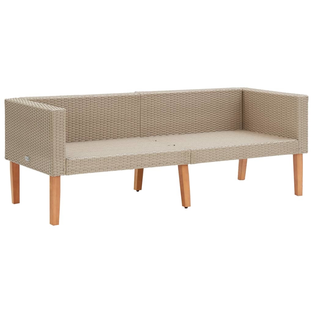 vidaXL 3-delige Loungeset met kussens poly rattan beige