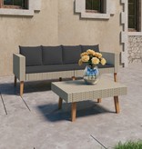 VidaXL 2-delige Loungeset met kussens poly rattan beige
