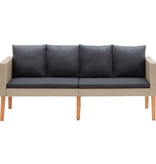VidaXL 2-delige Loungeset met kussens poly rattan beige