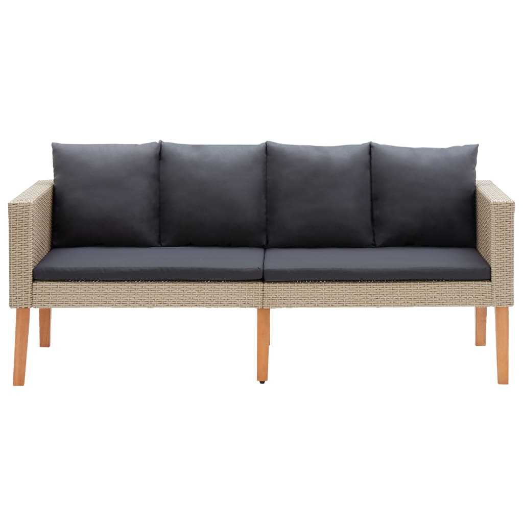 VidaXL 2-delige Loungeset met kussens poly rattan beige