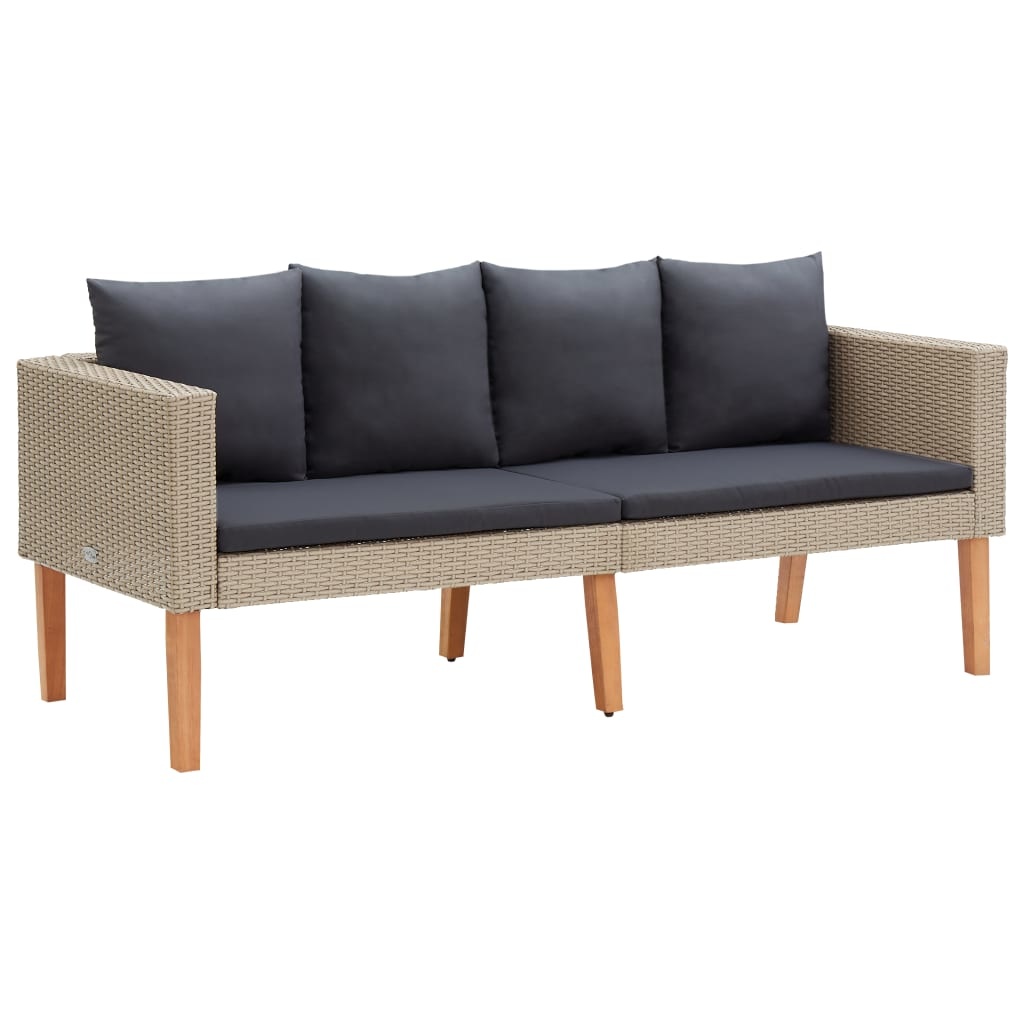 VidaXL 2-delige Loungeset met kussens poly rattan beige