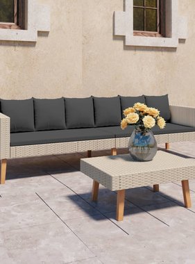 VidaXL 2-delige Loungeset met kussens poly rattan beige