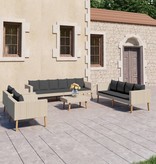 VidaXL 5-delige Loungeset met kussens poly rattan beige