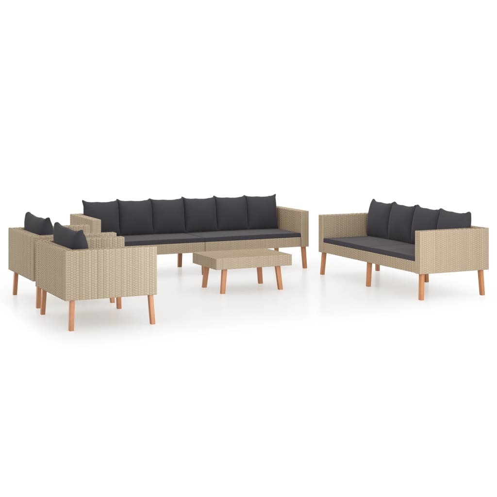 VidaXL 5-delige Loungeset met kussens poly rattan beige