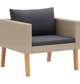 VidaXL 5-delige Loungeset met kussens poly rattan beige